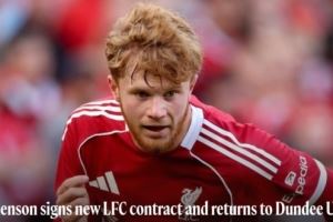 利物浦官方：续约21岁中场斯蒂芬森，将其再次外租至苏超邓迪联