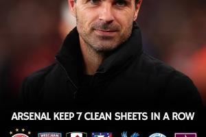 稳！阿森纳完成连续7场零封，同时打进14球图片